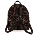 LE1062W-BROWN LEOPARD PU LEATHER MEDIUM BACKPACK WITH MATCHING WALLET